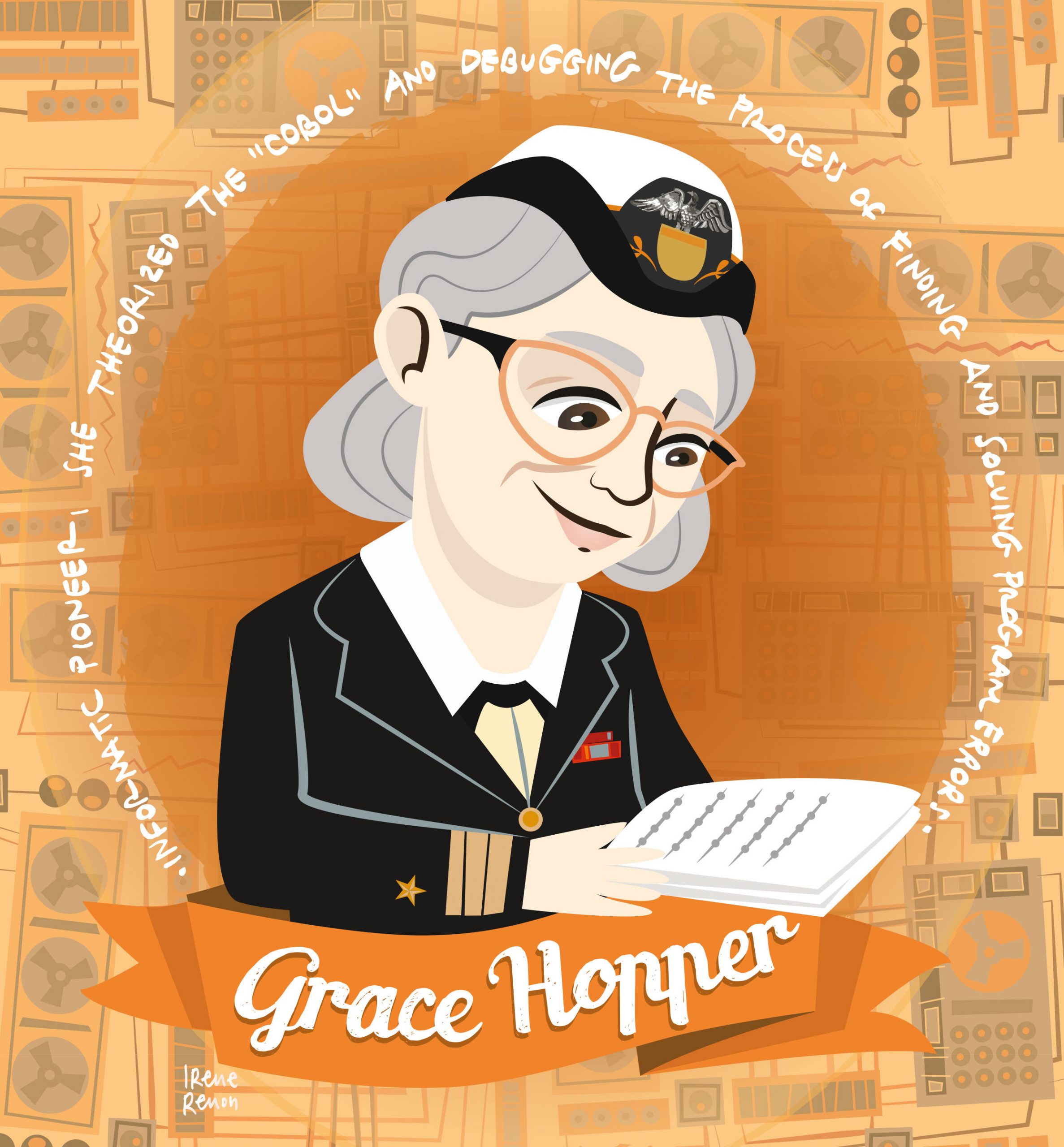 Grace Hoper, scientist, women in science, women of science, donne nella scienza, illustrazioni donne nella scienza