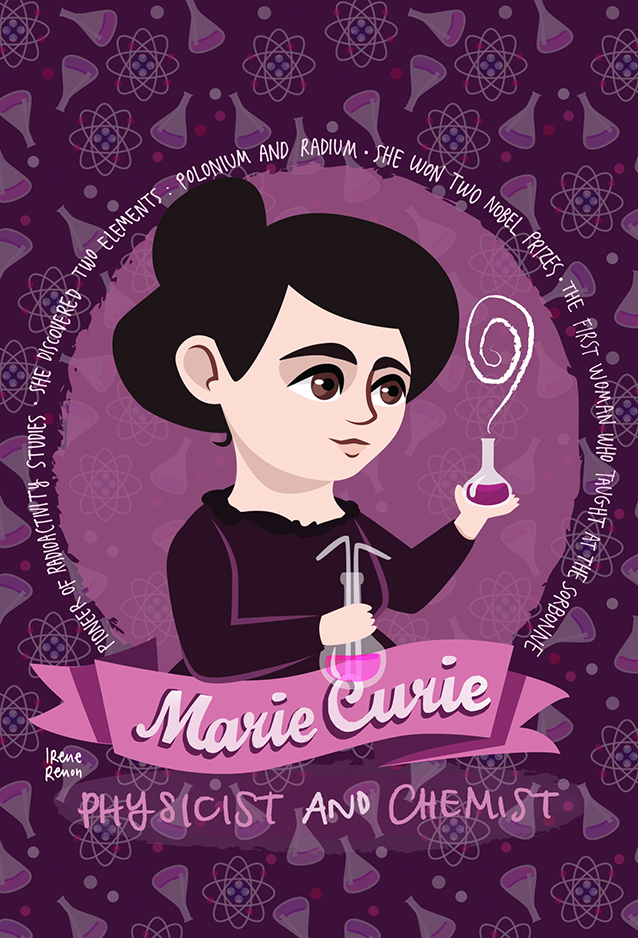 Marie Curie Illustrazione, Scienziata che scoprì la radioattività